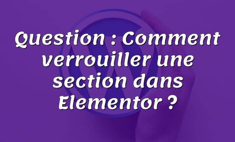 Question : Comment verrouiller une section dans Elementor ?